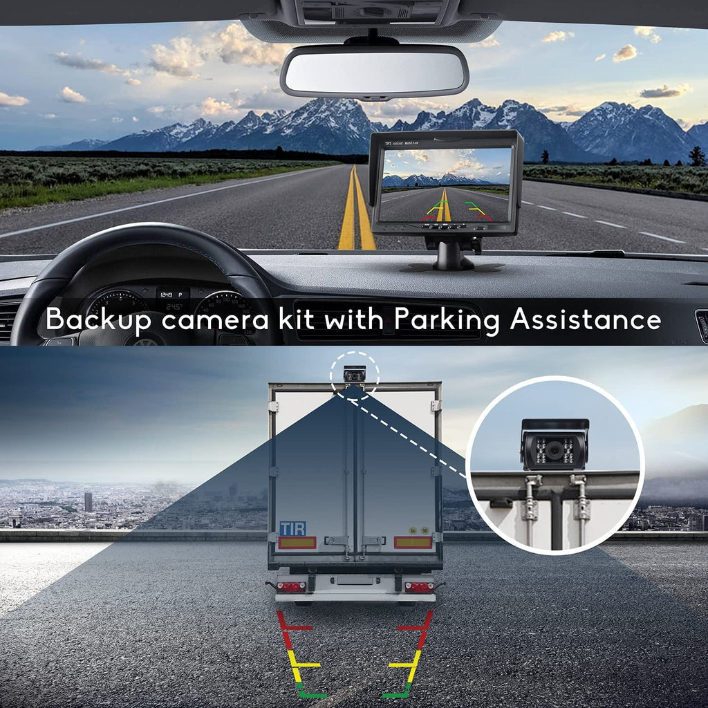 Car Reversing Camera Kit 7"   Monitor 12V-24V Night Vision Waterproof RearView  Backup Camera
