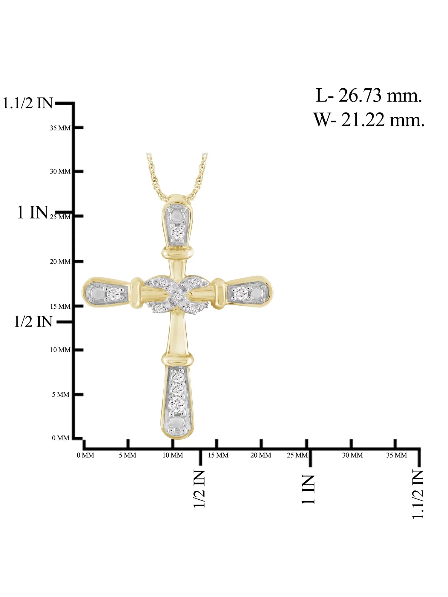 JewelersClub 14K Gold Plated Silver 0.10  Diamond Cross Pendant Necklace for Women White Diamonds + 18” Rope Chain Included JewelersClub 14K Gold Plated Silver