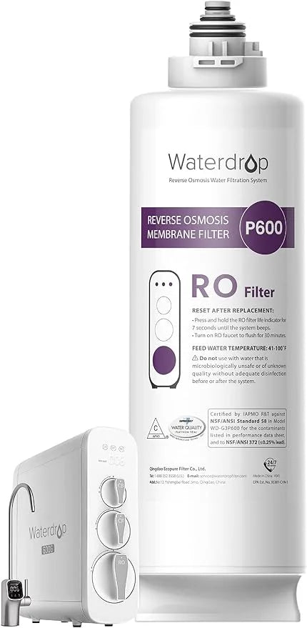 Waterdrop -G3P600- Filter,  Certified, Replacement for -G3P600 Reverse Osmosis System, 2-year Lifetime