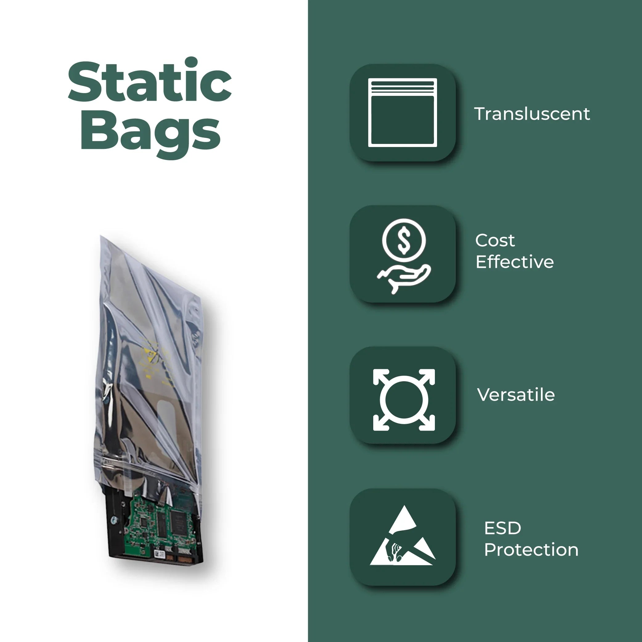 3 Mil Metallic Conductive Transparent Bags 6" x 10" High-Quality 100/ Dependable  Protection