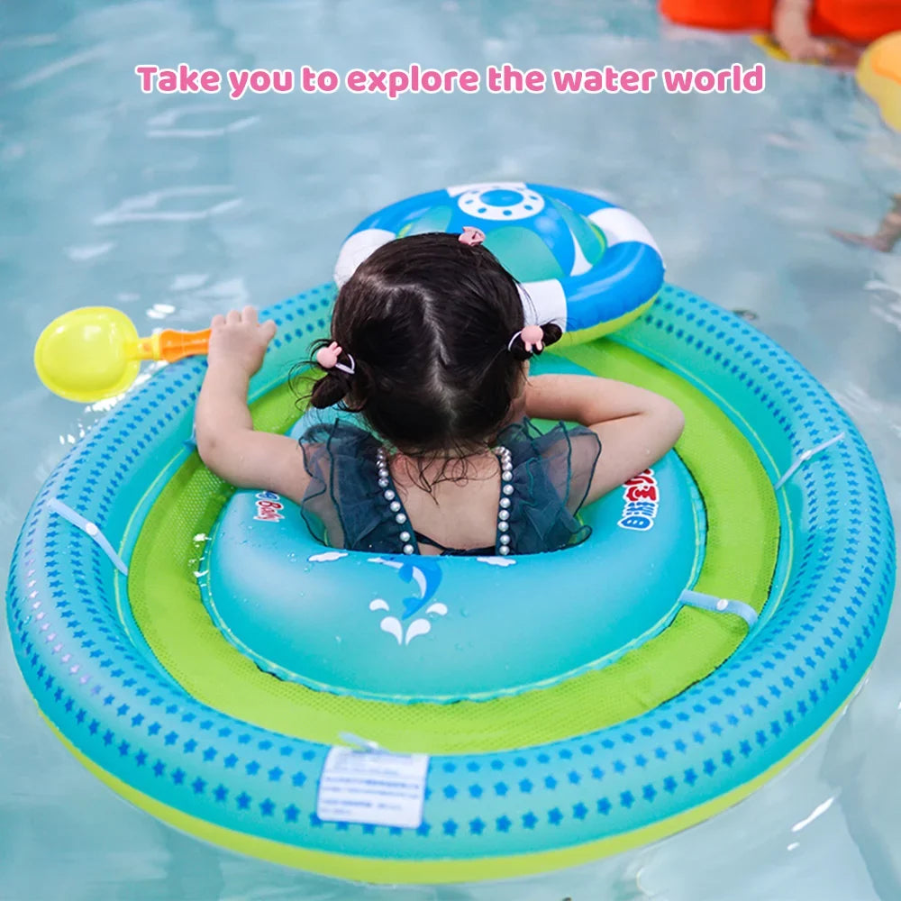 Pool Float with Bottom Seat Detachable Upper Float Inflatable Swim Float Swimming Float Ring Toddler Pool Float for 6-48 Months Boys Girls