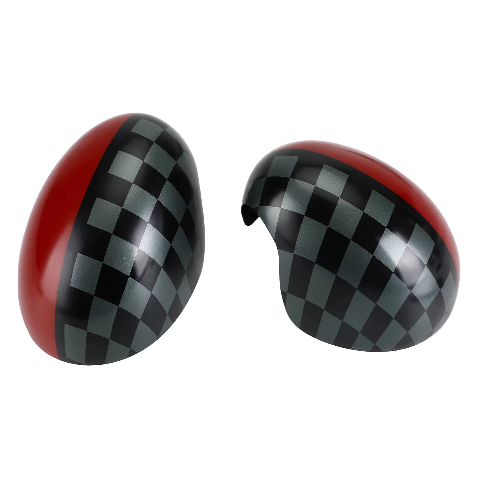 Black/Grey checkered Red Mirror Cover for  Cooper Hardtop F55 F56