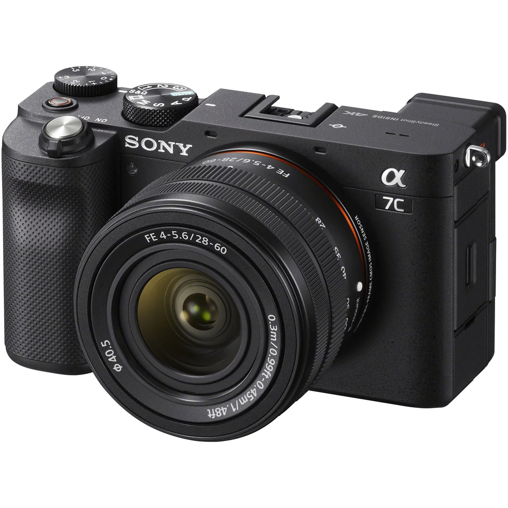 Sony a7C Mirrorless Full Frame Camera Body with 28-60mm F4-5.6 Lens Black ILCE7CL/B Bundle + Vlogger Kit ACCVC1: -VPT2BT Shooting Grip w. Wireless Remote + 2x Battery + Deco Gear Bag & Accessories