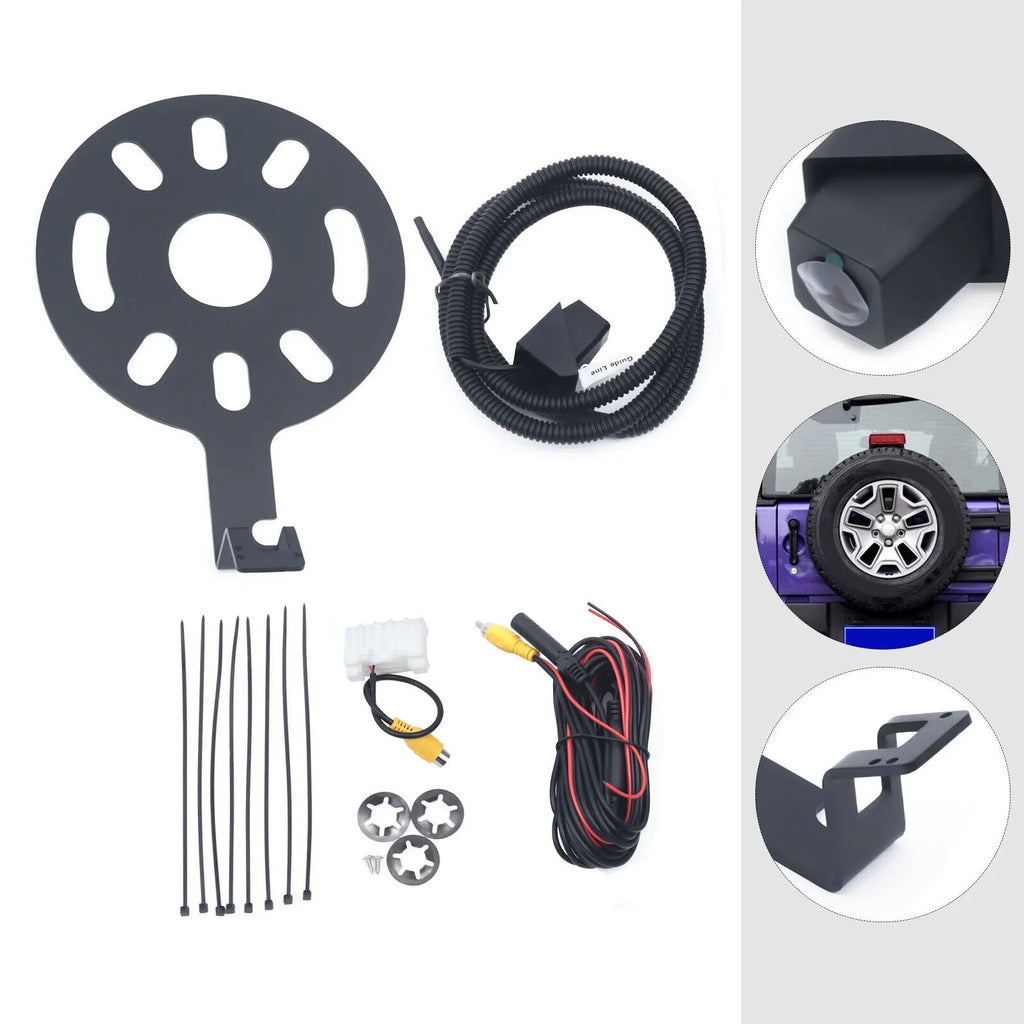 Rear View Backup Camera Kit for Jeep Wrangler  2007-2018 w/ Spare Tire Bracket
