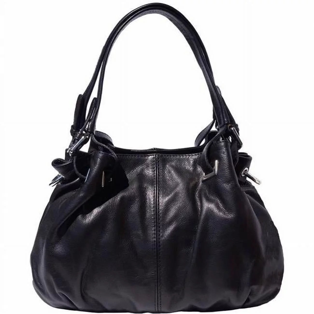Italian Artisan 115-8655-Black Valentina Womens Luxury Leather Shoulder Handbag, Black