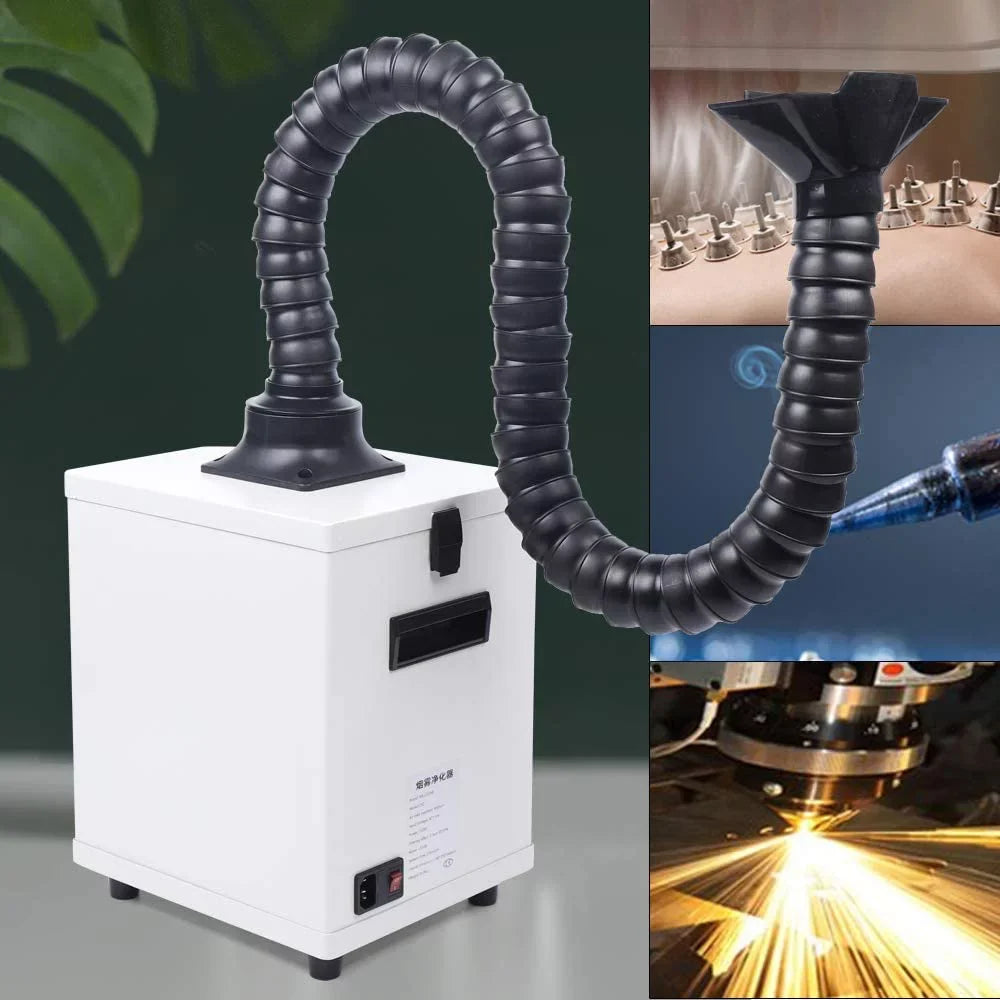 Fetcoi Fume Extractor With Hose, 3-Layer Filter Smoke & Air Purifier Singel-Head 360° Rotatable
