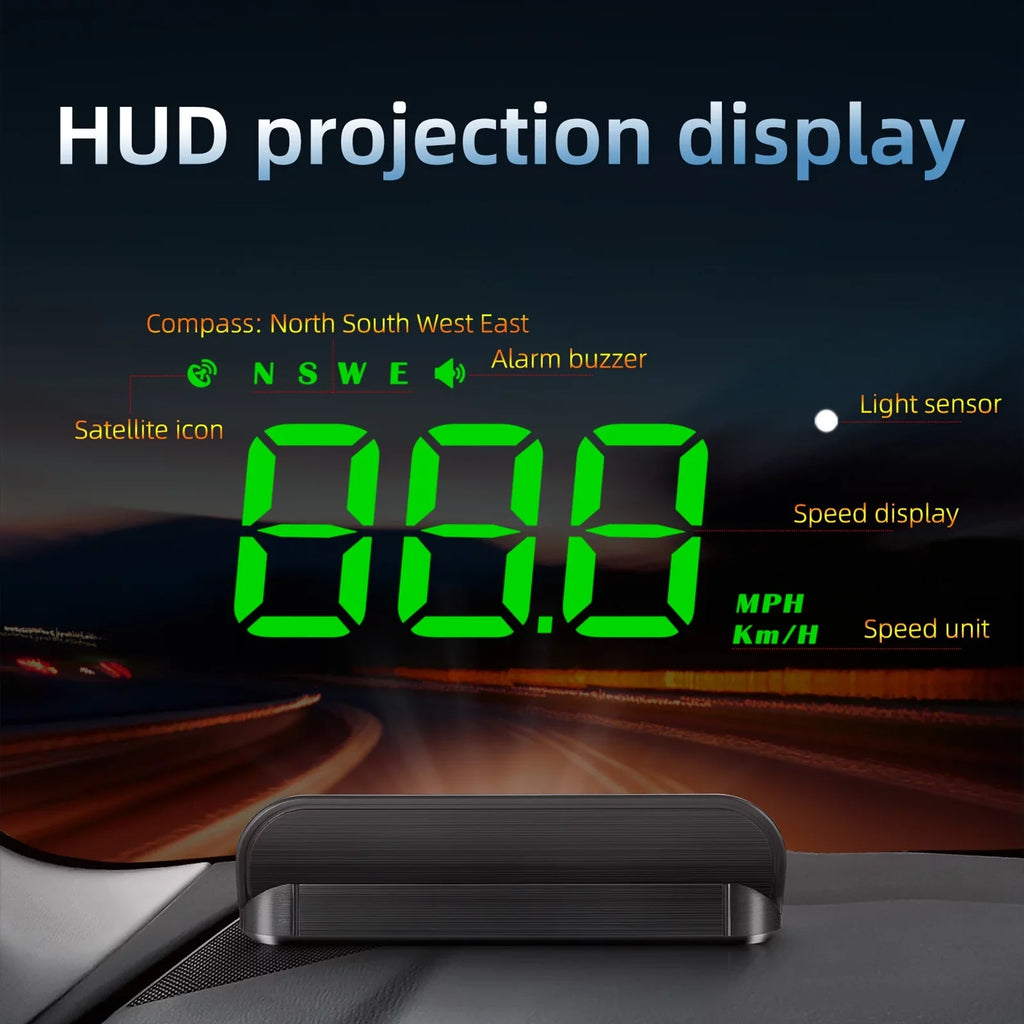 Walmeck Car 3.5 inch Head-up Display Windshield Projecter Digital Vehicle Speedometer  Model Overspeed Warning Fatigue Driving Alarm