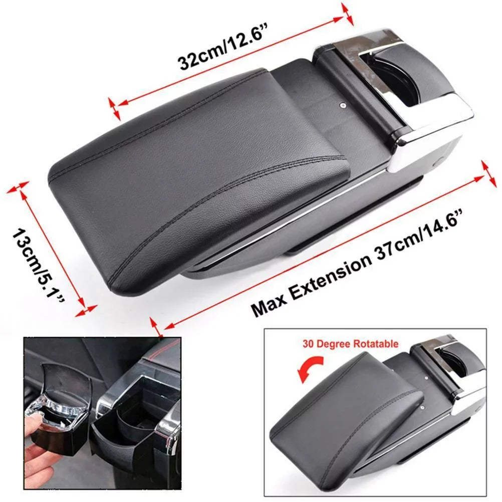 Black Leather Center Console Storage Box Rotatable Car Center Console Armrest Box for Nissan Versa Tiida Latio 2007-2011