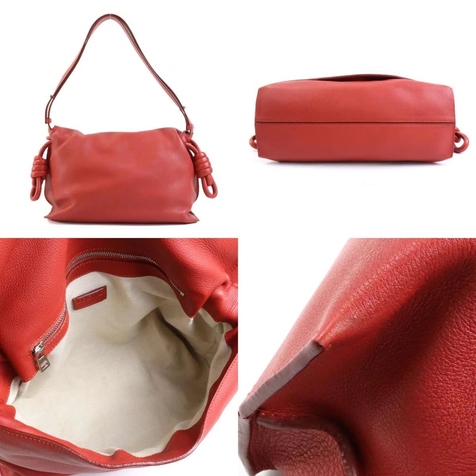 Pre-Owned  Shoulder Bag Leather Orange Red Women's (Good)