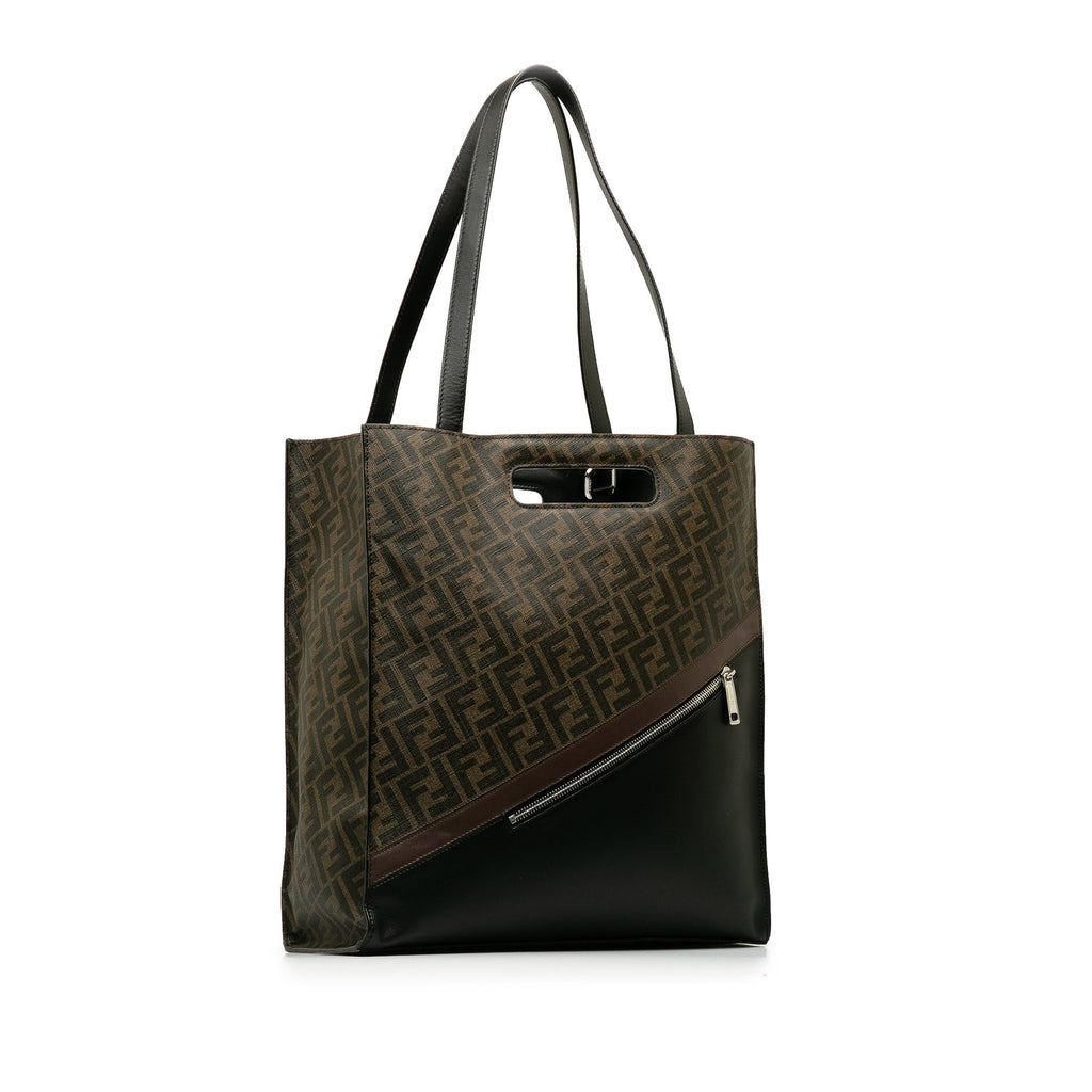 Pre-Owned Authenticated Fendi 1974 Zucca Shopping Tote Coated Canvas Fabric Brown Satchel Unisex (Good)