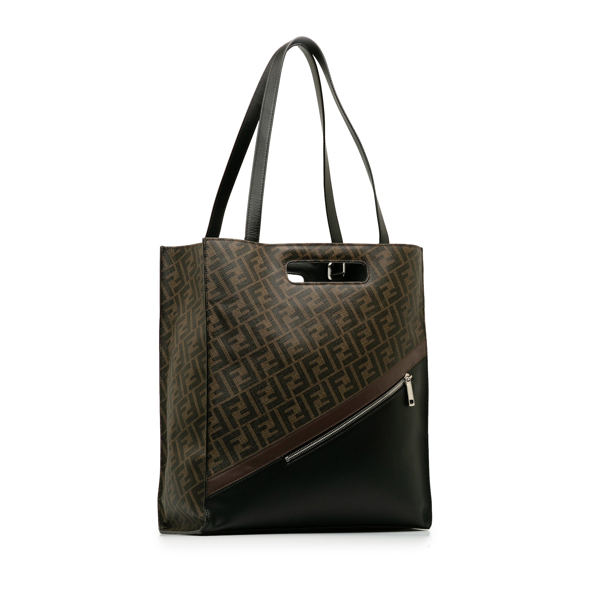 Pre-Owned Authenticated Fendi 1974 Zucca Shopping Tote Coated Canvas Fabric Brown Satchel Unisex (Good)