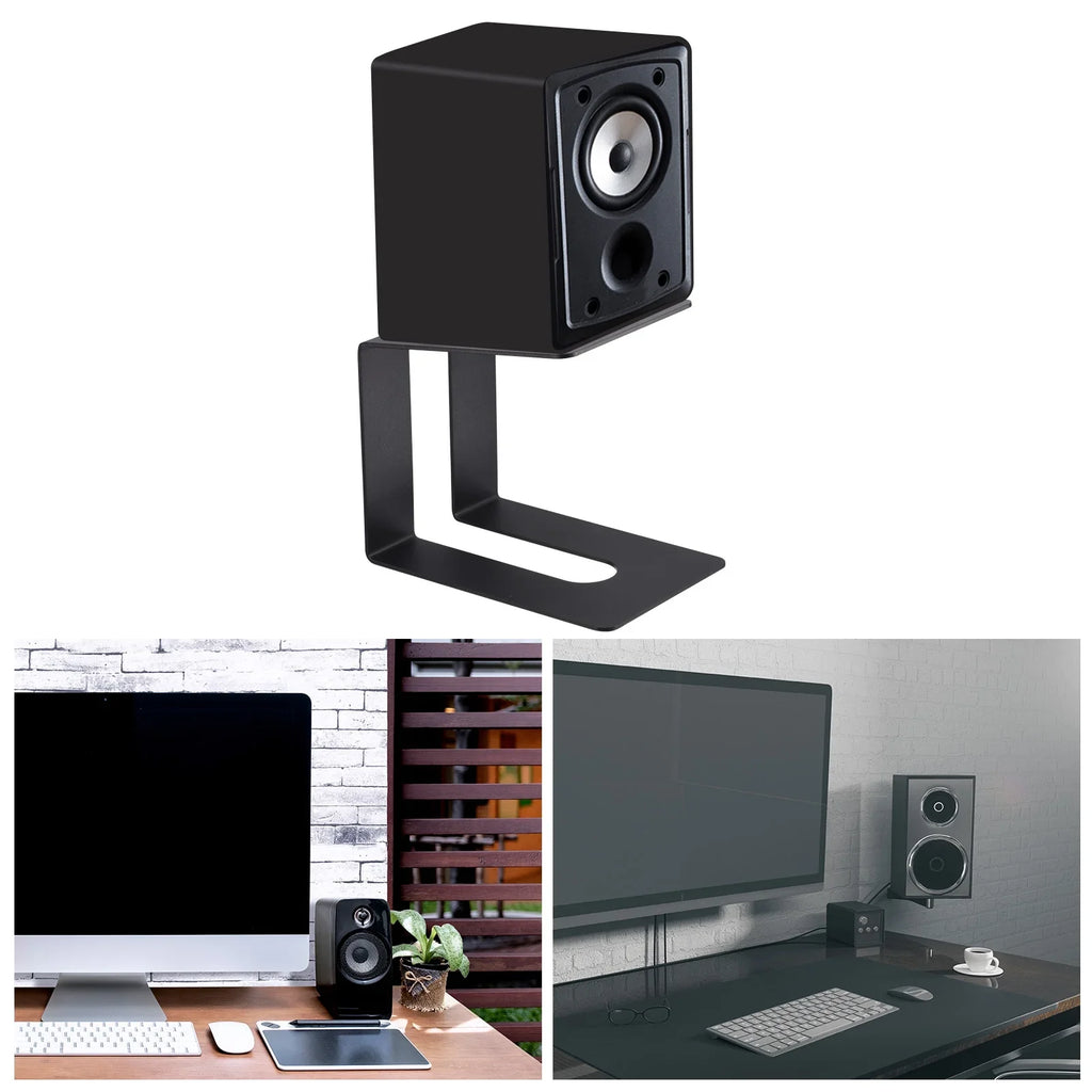 Uxcell Desktop Speaker Stands, Metal Desk Speaker Stands Support Studio Speaker Bookshelf Stand Black Pack of 2