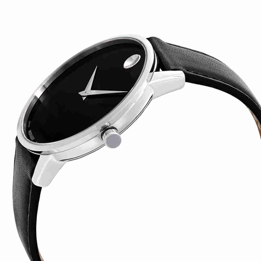 Movado Museum Classic 40mm Black Dial Leather Silver Tone Men's Watch 0607269