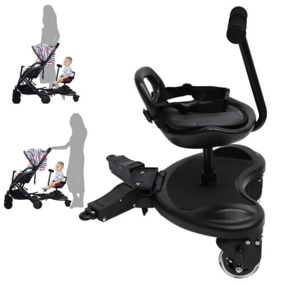 Child Rider Stroller Attachment w/ Saddle Seat+Standing Platform Buggy Board