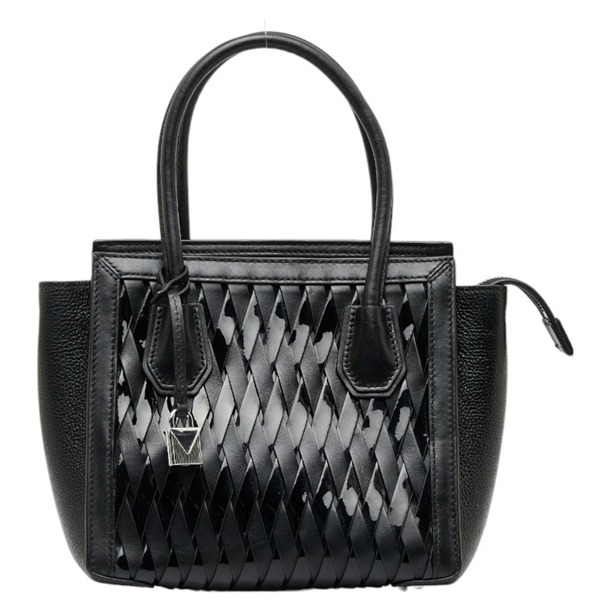 Pre-Owned Michael Kors Mercer Studio Woven Handbag Shoulder Bag Black Leather Patent Women's (Good)