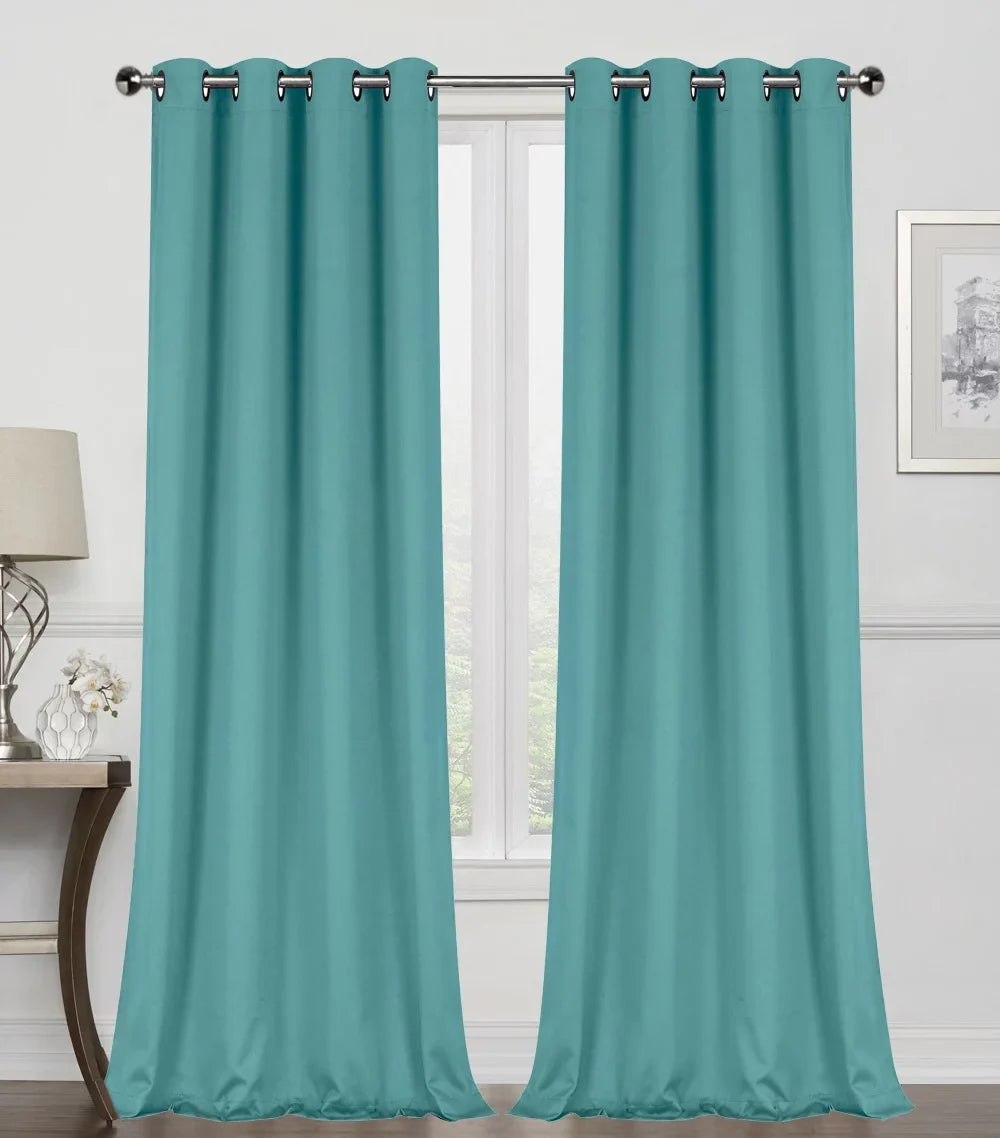 Regal Home Collections 2 Pack 100% Blackout Thermal Energy Saving Grommet Top Curtain Panels - Teal, 63 in. Long