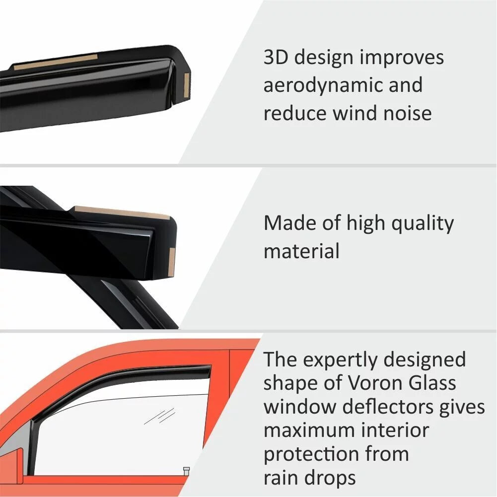 Voron Glass in-Channel Extra Durable Rain Guards for Honda Civic 2016-2021 Sedan, Window Deflectors, Vent Window Visors, 4 Pieces - 200508