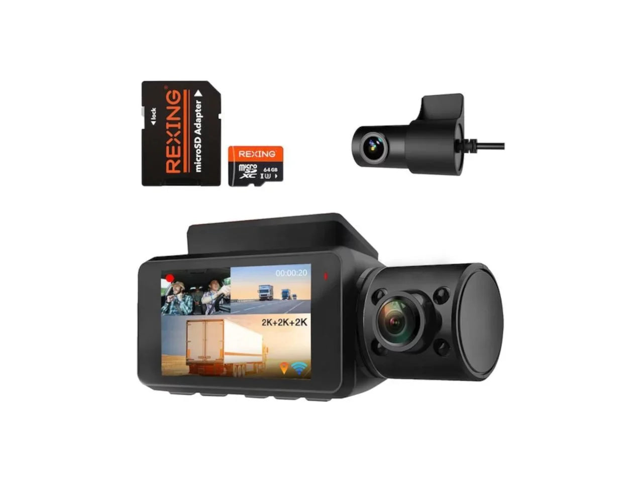 Rexing V33 3 Channel 1440p+1440p+1440p Resolution Dashcam with  Front +Cabin +Rear camera,  -V33