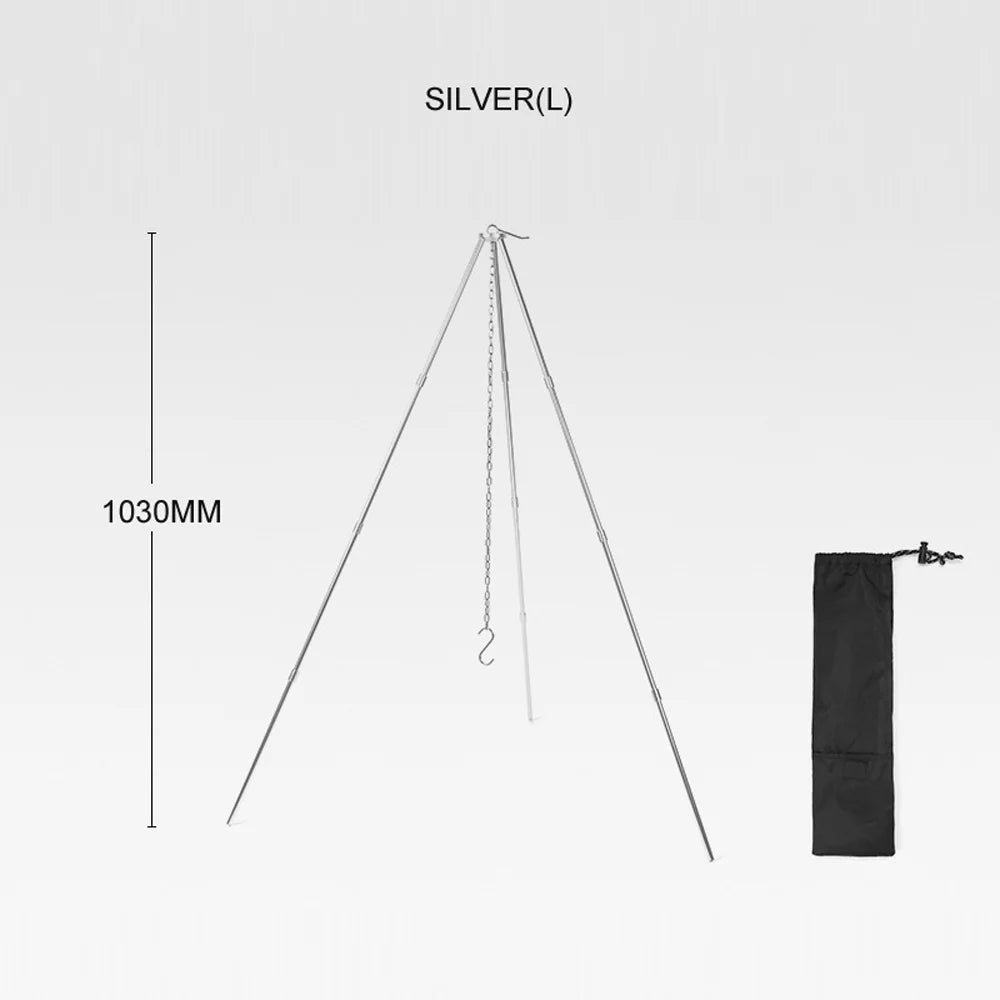 walmeck Detachable Campfire Tripod Bonfire Rack - Portable Aluminum Alloy Folding Bracket for Camping Picnic