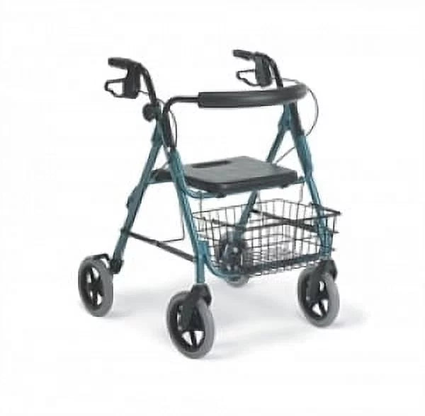 Medline Guardian Deluxe Rollator, Folding Rolling Walker, 8" Wheels, 300lb Weight Capacity, Blue-Gray Frame