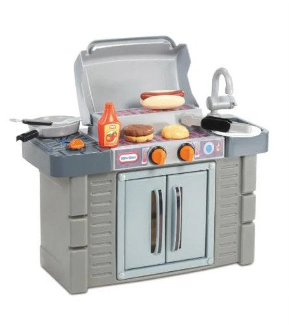 Little Tikes Cook 'n Grow  Grill 8-Piece Pretend Play Kitchen Toys Playset, Gray, For Kids Toddlers Boys Girls Ages 2 3 4+