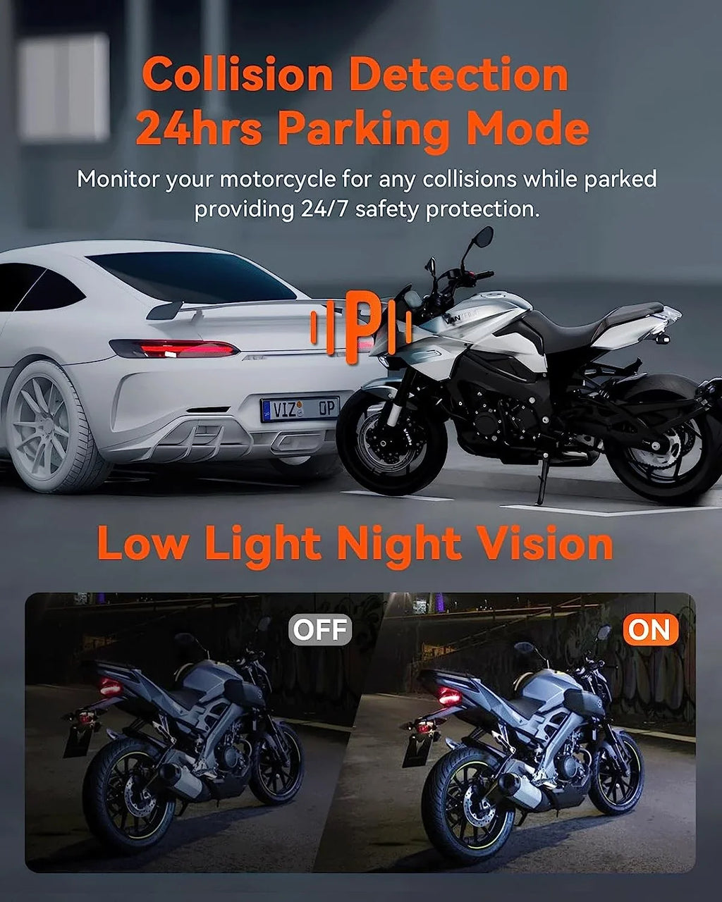 Vantrue F1 Motorcycle 4K Dashcam (4K + 1080P)  | WiFi | Parking Mode (No  Card)