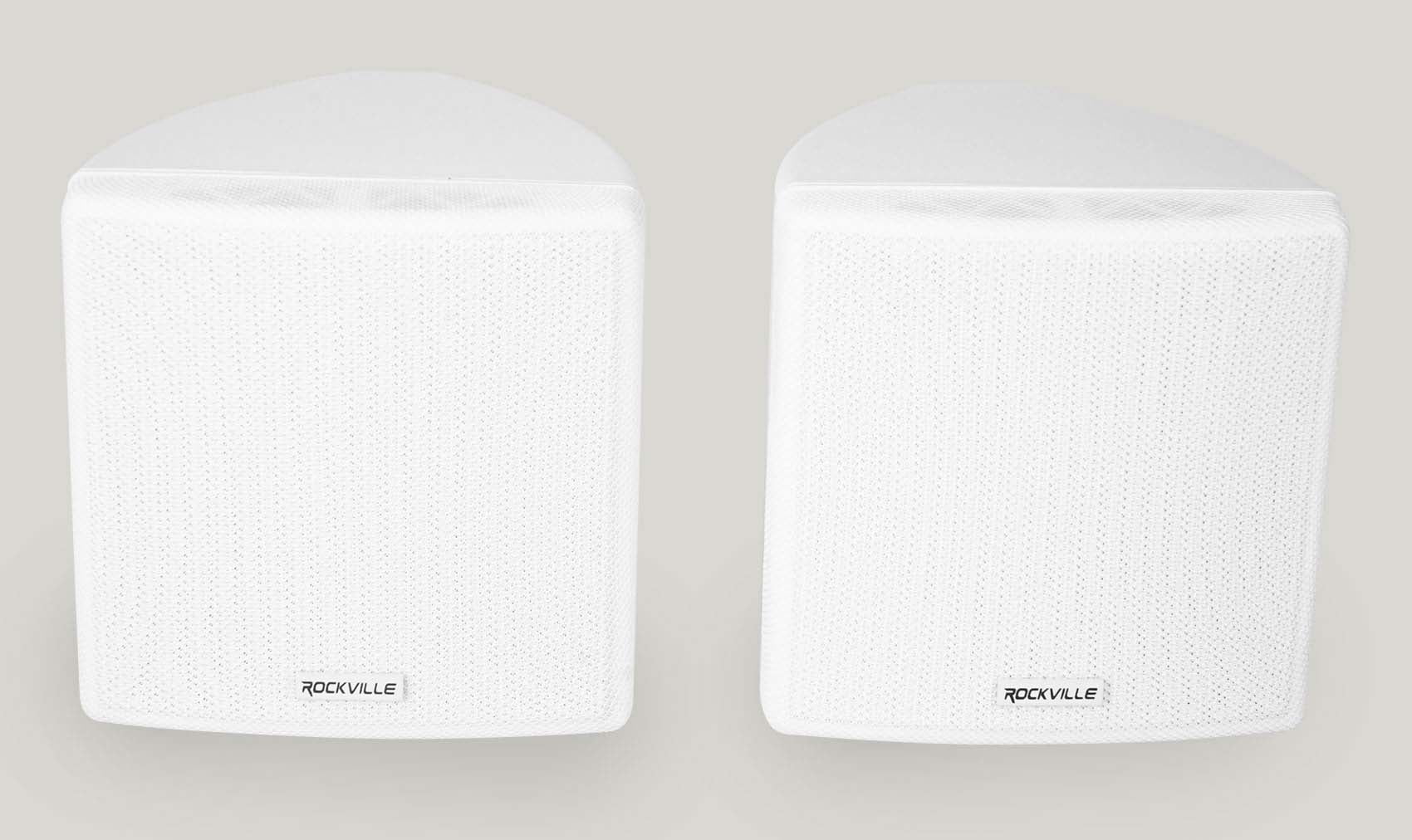 4 Rockville Cube 70v White 3.5" Commercial Swivel Wall Mount Restaurant Speakers