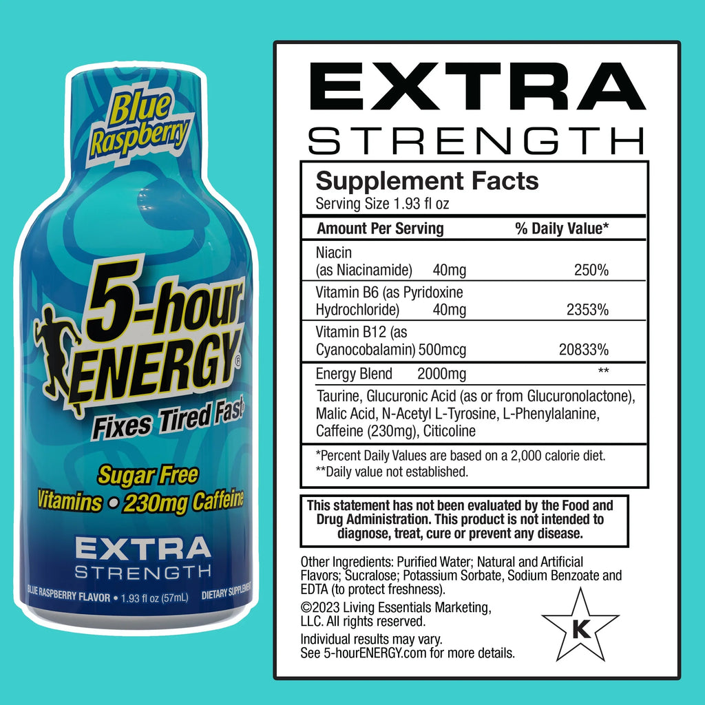 5-hour  Shot, Extra Strength, Blue Raspberry, 12 Count