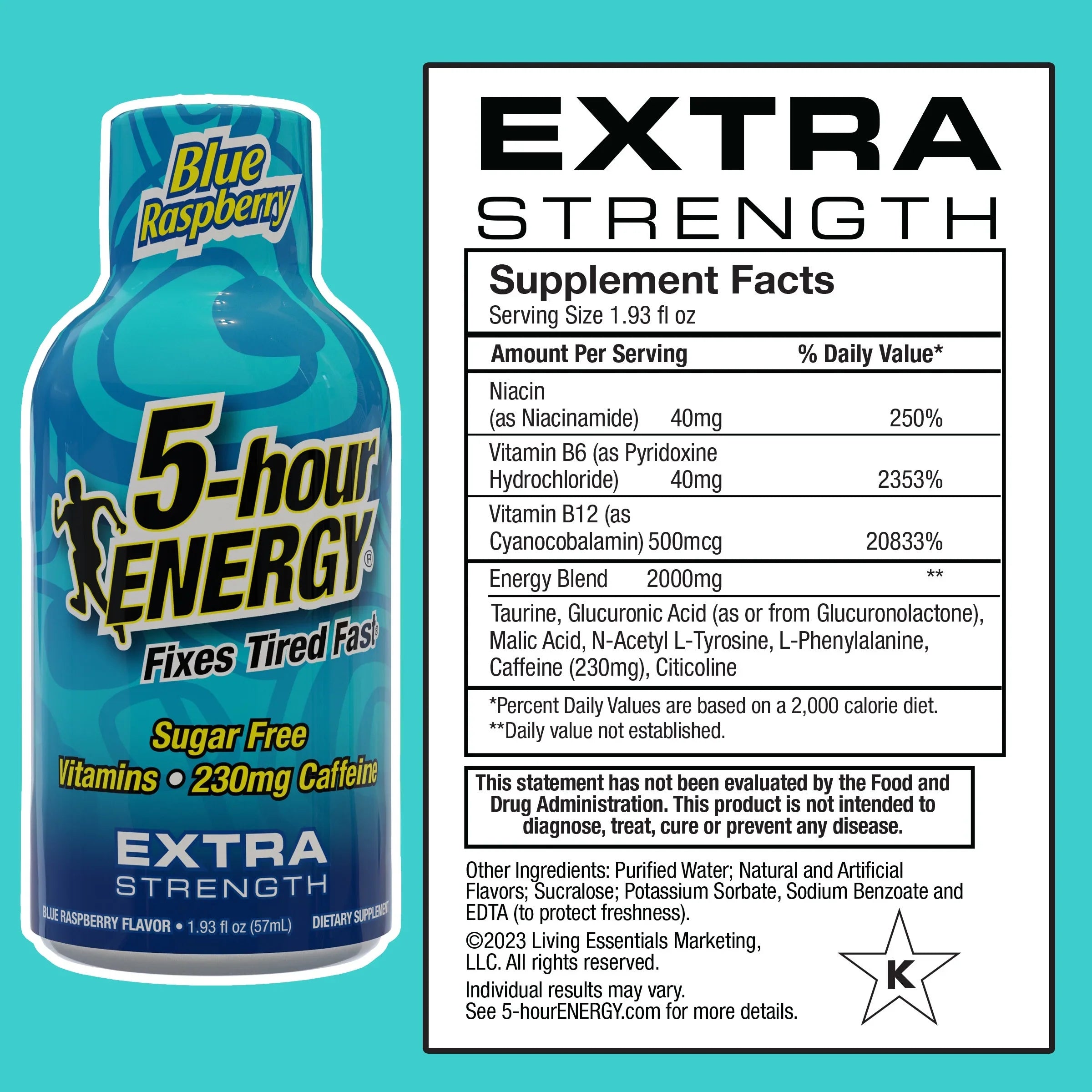 5-hour  Shot, Extra Strength, Blue Raspberry, 12 Count