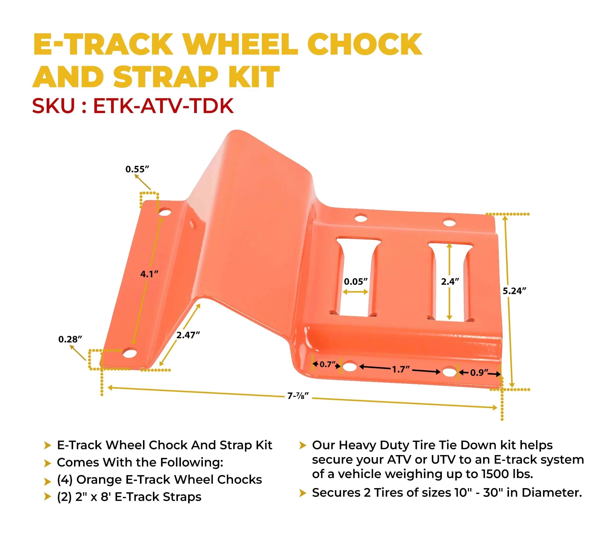 2 Pack Wheel Chock Tie Down Strap Kit for Trailer & Pickup Trucks - , , Lawn Mower,  Tie Down Straps - Trailer Tie Down System for Heavy Duty