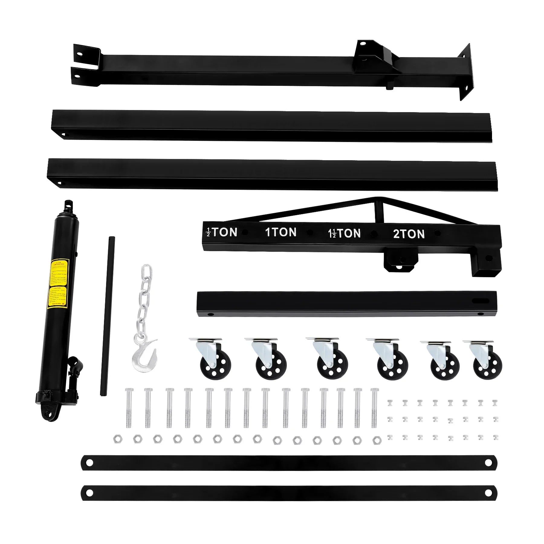 Folding Engine Crane 4400lbs, Lifting Capacity Shop Crane 2-ton, Hydraulic Engine Hoist, Cherry Picker With Telescopic Boom And Legs, Heavy Duty Steel Folding Shop Crane, Manual Engine Crane