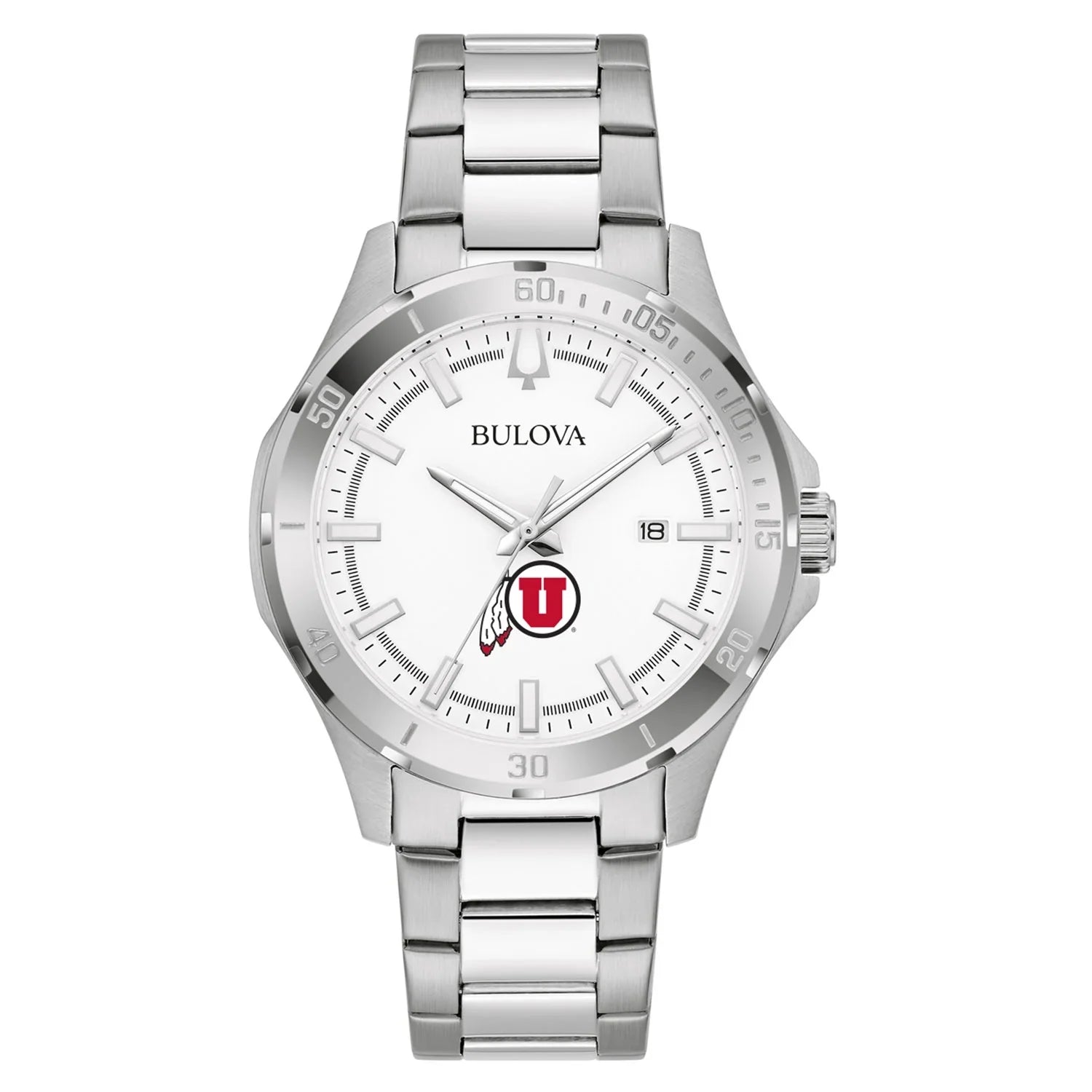 Men's Bulova Silver Utah Utes Stainless Steel Classic Sport Watch