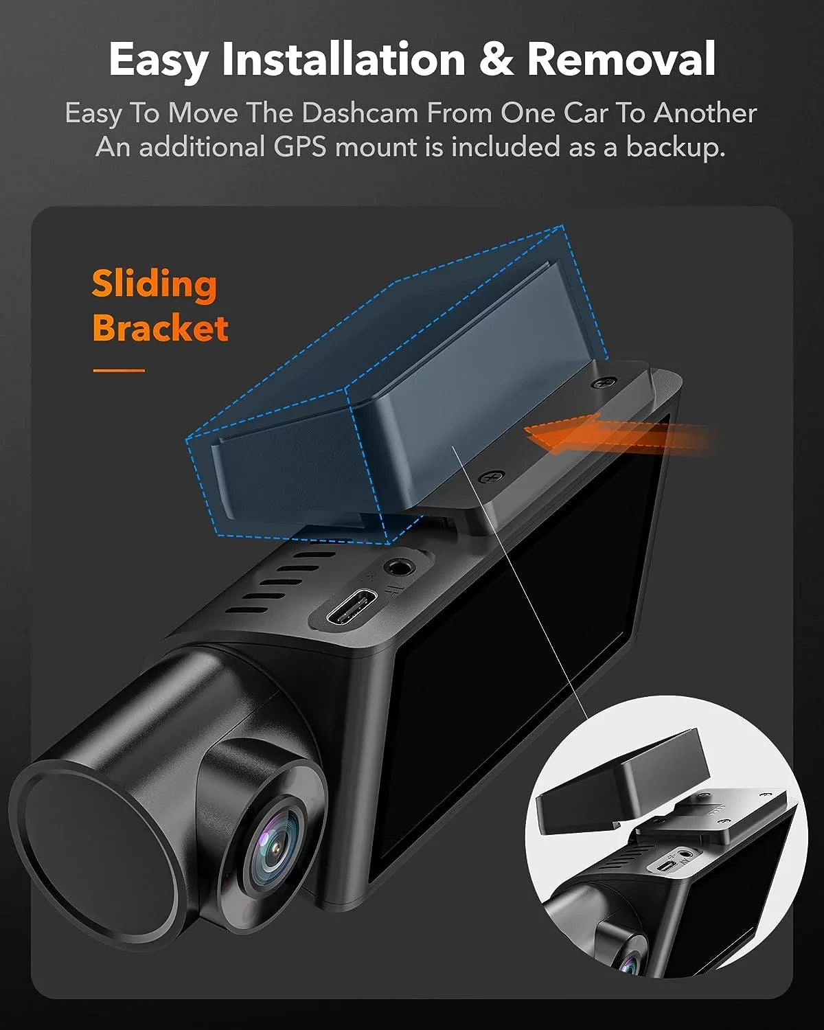 4K Dash Cam 3 Channel, WiFi&, 3"  DashCam Front and Rear with Super  Night Vision, Loop Recording, G-Sensor, 24H Parking Monitor