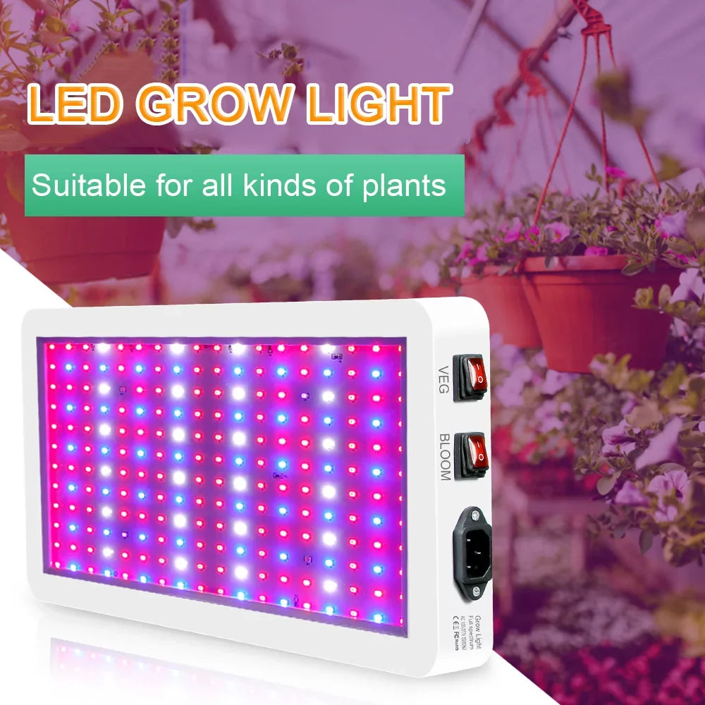 Andoer 2000W  Grow Light for Indoor Plants 312 LEDs Full Spectrum Veg and Bloom Dual Switch IP65 Waterproof Hanging Plant Growing Lamps for Seedlings Flowers Greenhouse