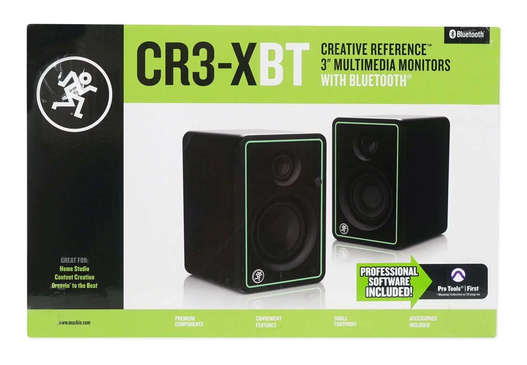 2) Mackie CR3- 3" 50w Bluetooth Reference Studio Monitors + Bluetooth Speaker