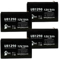 4x Pack - Compatible Kontron 7640  Battery - Replacement UB1290 Universal Sealed Lead Acid Battery (12V, 9Ah, 9000mAh, F1 Terminal, , ) - Includes 8 F1 to F2 Terminal Adapters