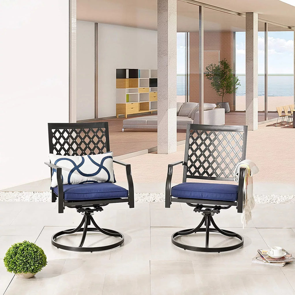 Patio Swivel Rocker Chairs Furniture Metal Outdoor Dining Chairs With Cushion Set Of 2
