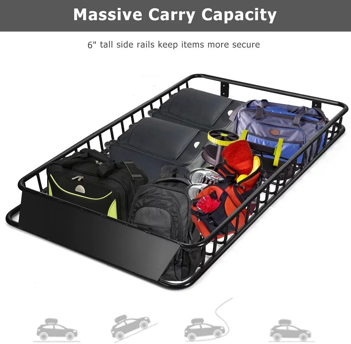 64" x 39”x 6” Roof Rack Cargo Basket with Extension, Universal Rooftop Cargo Carrier with 150lb Capacity, Car Top Luggage Holder Carrier for , Truck