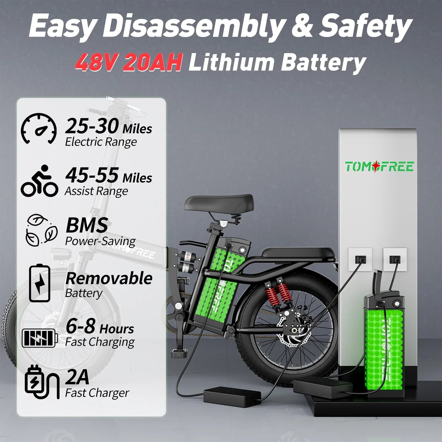 Electric Bike for Adults, 48V 20AH Folding E-Bike Easy Assemble, 16* Tire Commuter Bike 40Miles Range 330lbs Load, Full   Certified, Black Ebike T1