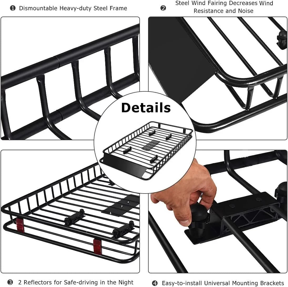 64" x 39”x 6” Roof Rack Cargo Basket with Extension, Universal Rooftop Cargo Carrier with 150lb Capacity, Car Top Luggage Holder Carrier for , Truck