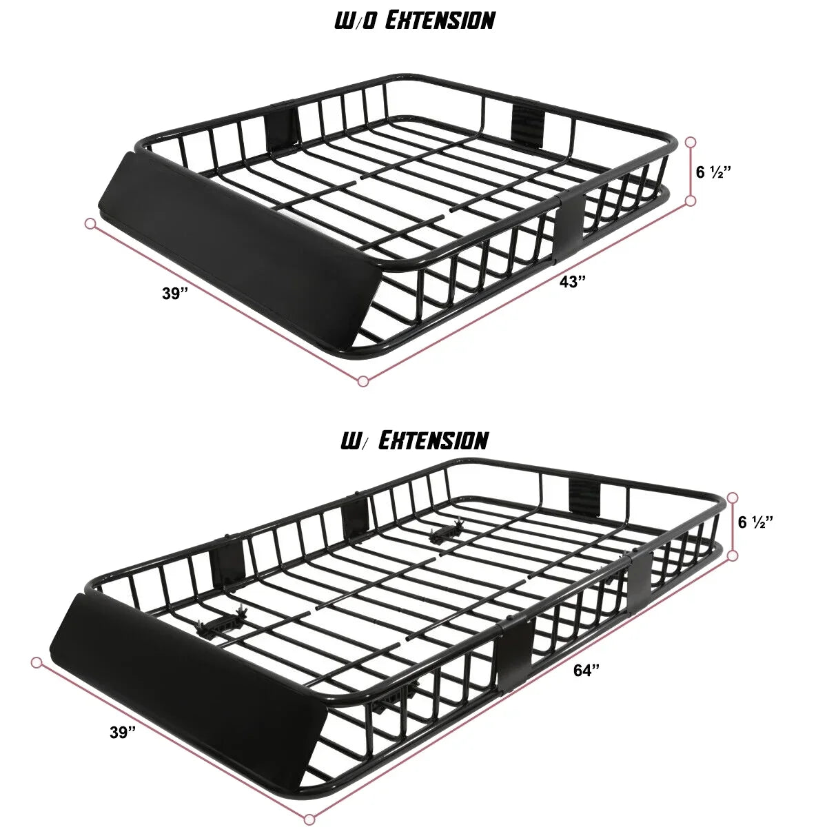 Teledu Roof Rack 64" Extendable Steel Luggage Cargo Carrier Top Basket  Truck