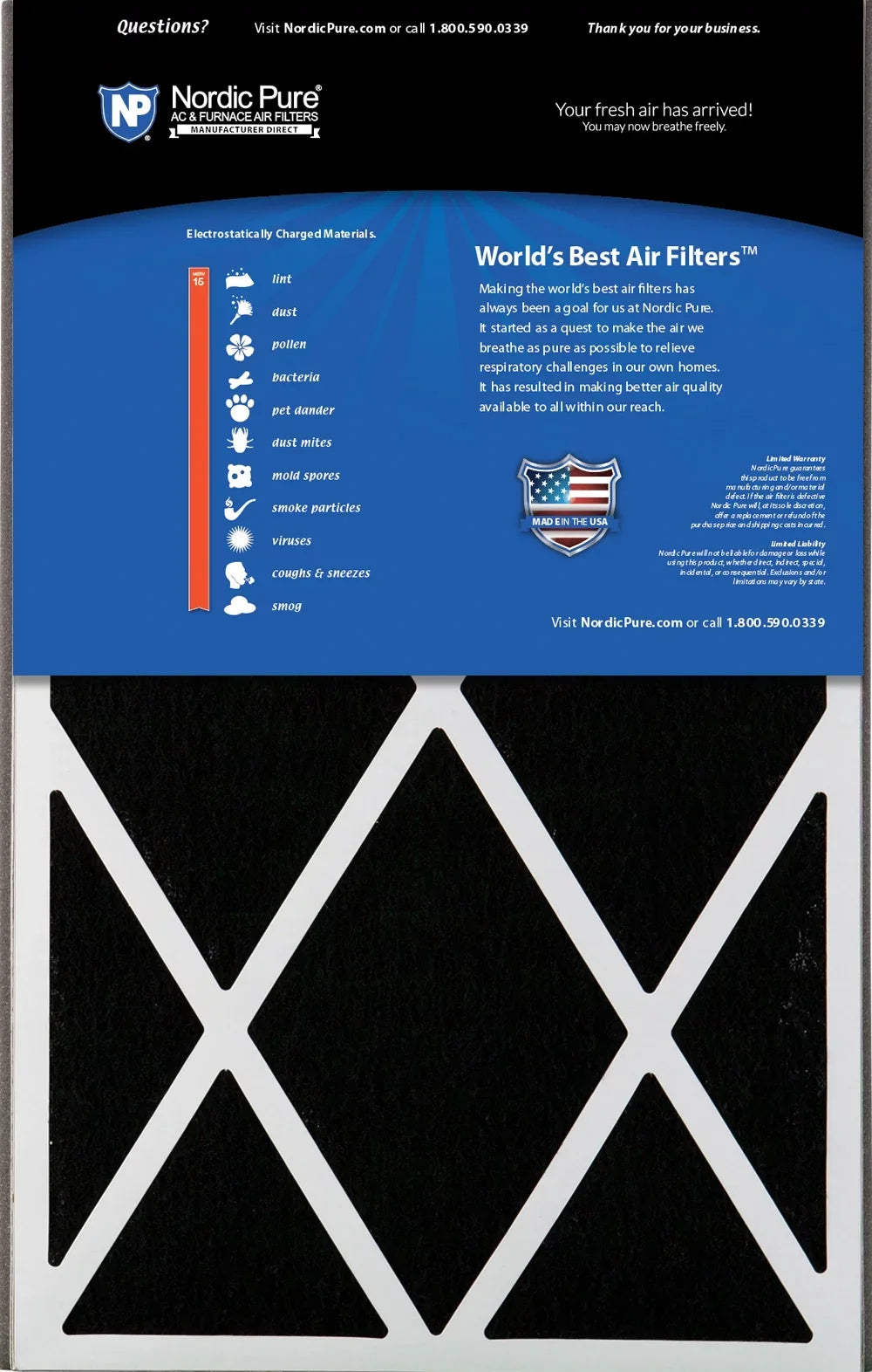 Air Bear Cub 16x25x3 Air Filter Replacement  15 Plus Carbon 7 Pack