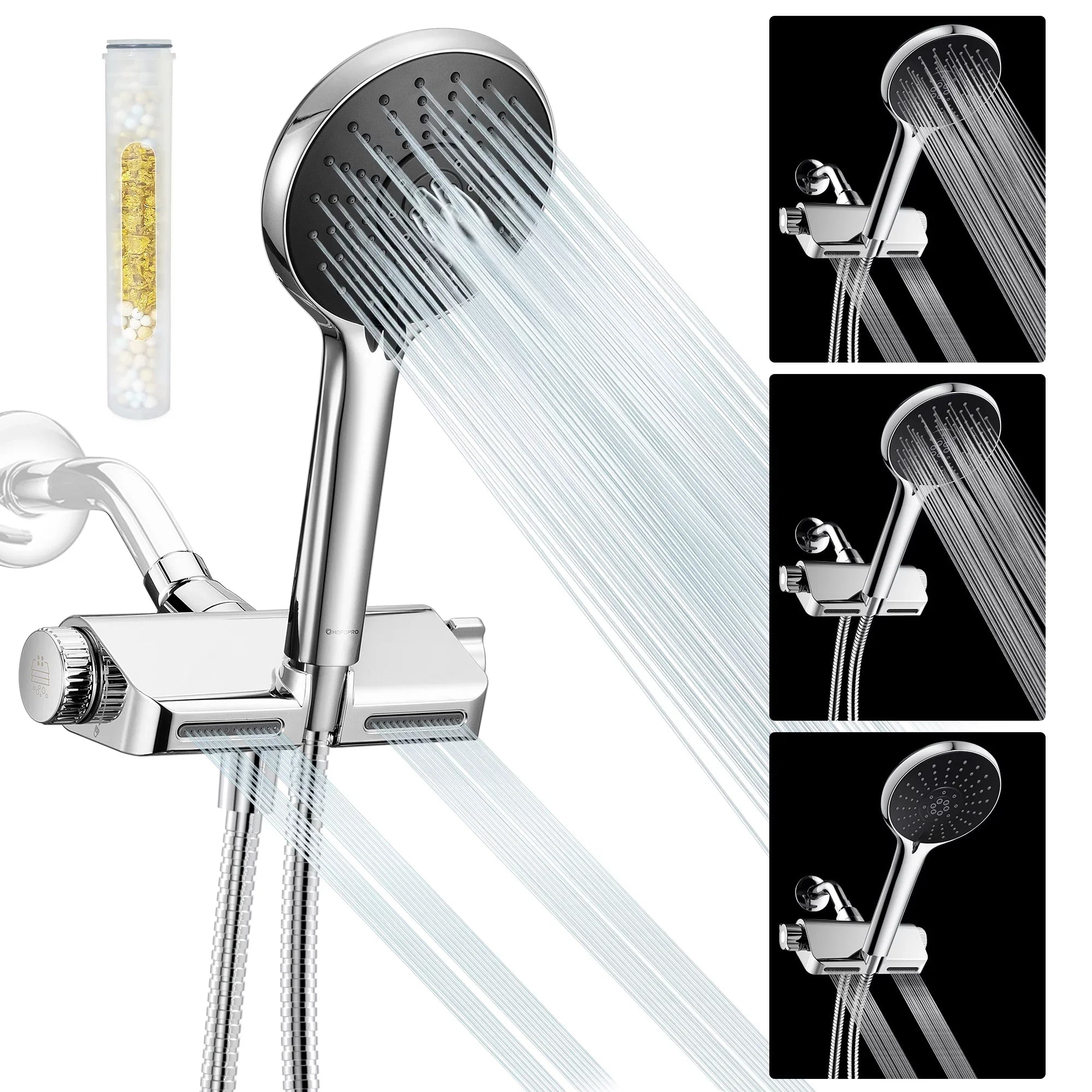 3 in 1 Filter Showerhead with Handheld Combo High Pressure  Shower System Massage Shower Head and 5 Modes Hand Held Shower Head