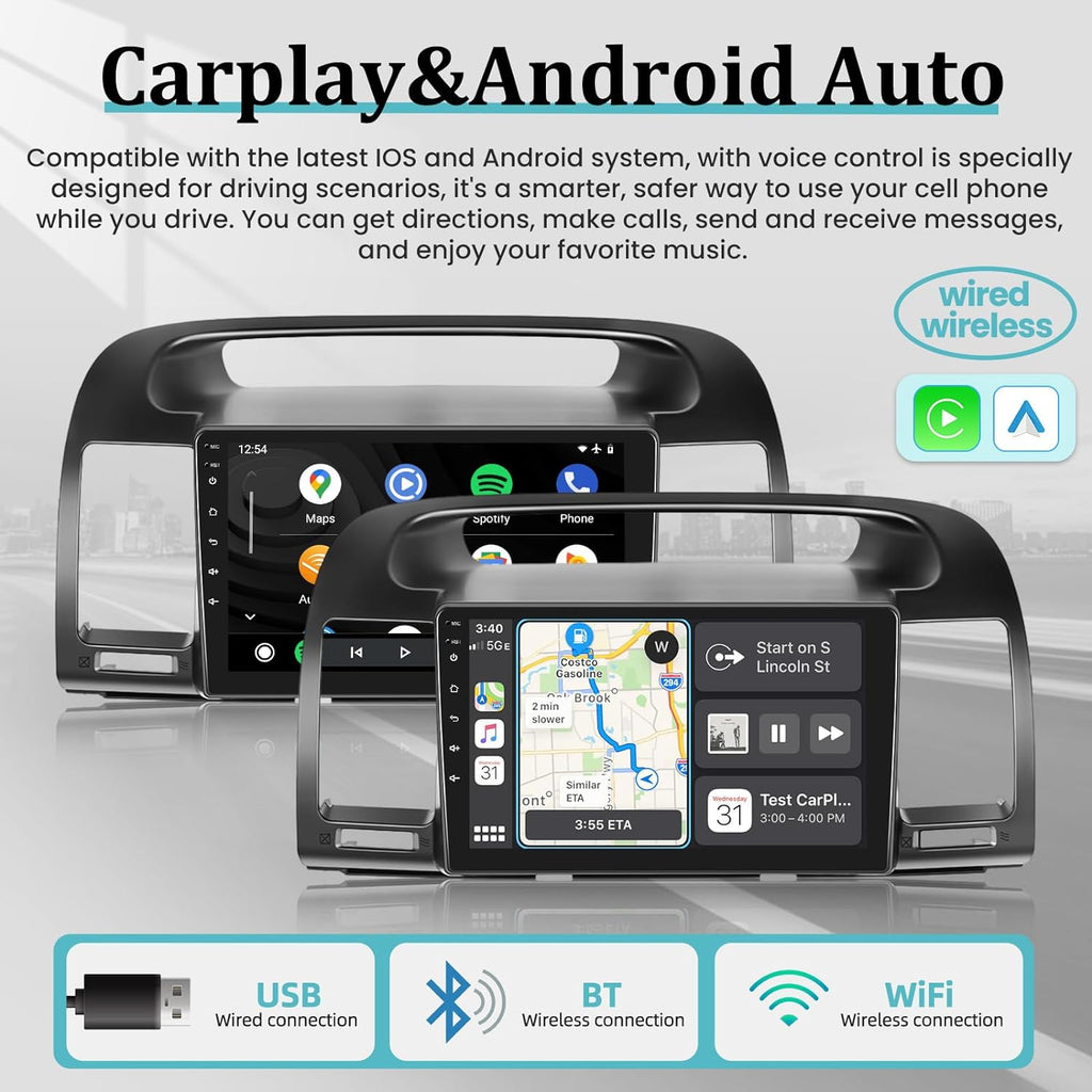 For Toyota Camry 2000-2006, 9 Inch Touchscreen Radio Built in Wireless Carplay and Andriod Auto with Mirror Link, WiFi, , Dual  + Rear View Camera 2+32G Android Car Stereo