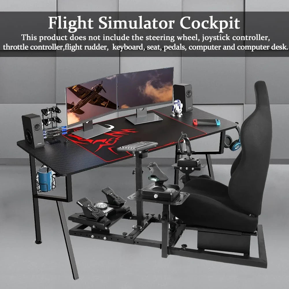 Supllueer Racing Flight Sim Cockpit with Seat Fit Thrustmaster Hotas Warthog Logitech G29 G923 X52