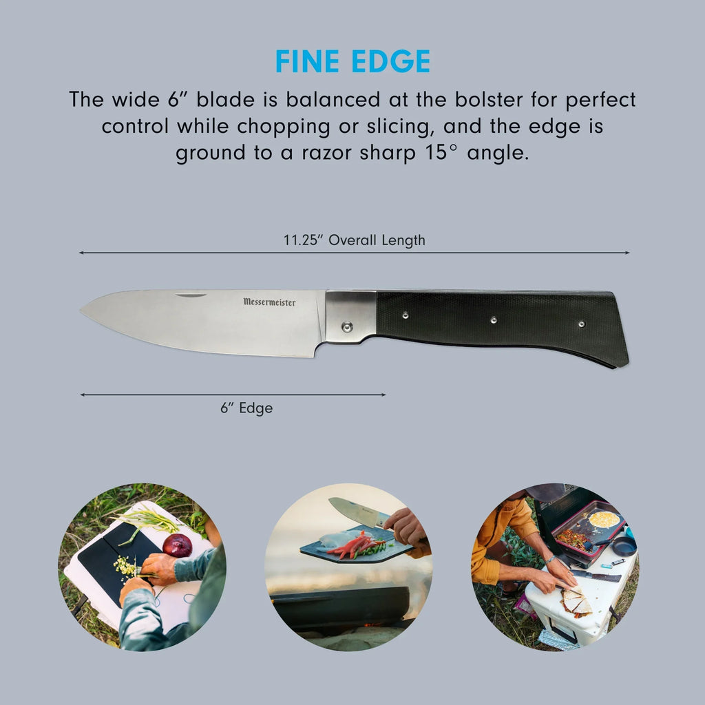 Messermeister Adventure Chef Folding 6” Chef’s Knife, Linen