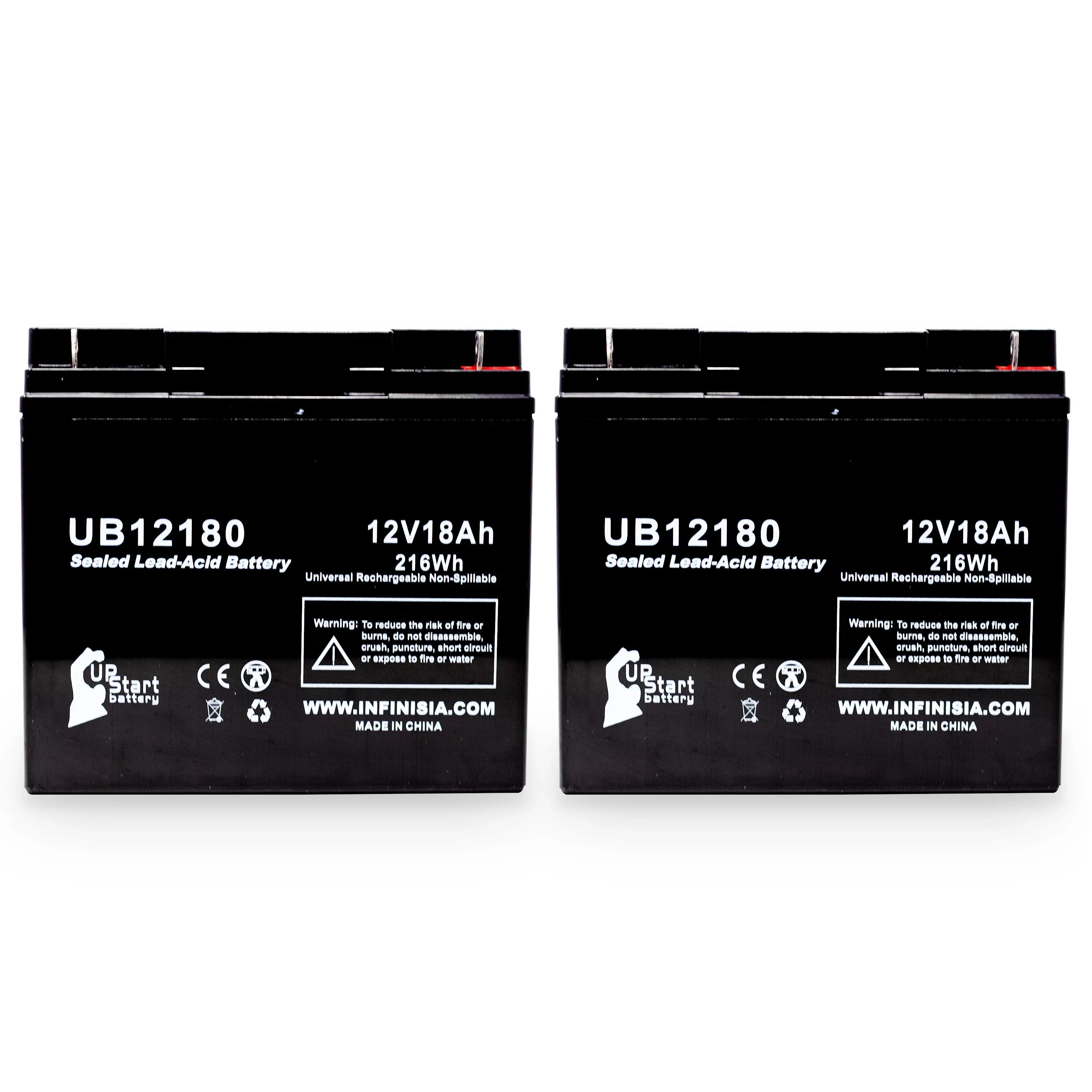 2x Pack - Compatible  / Portalac PX12180 Battery - Replacement UB12180 Universal Sealed Lead Acid Battery (12V, 18Ah, 18000mAh, T4 Terminal, , )
