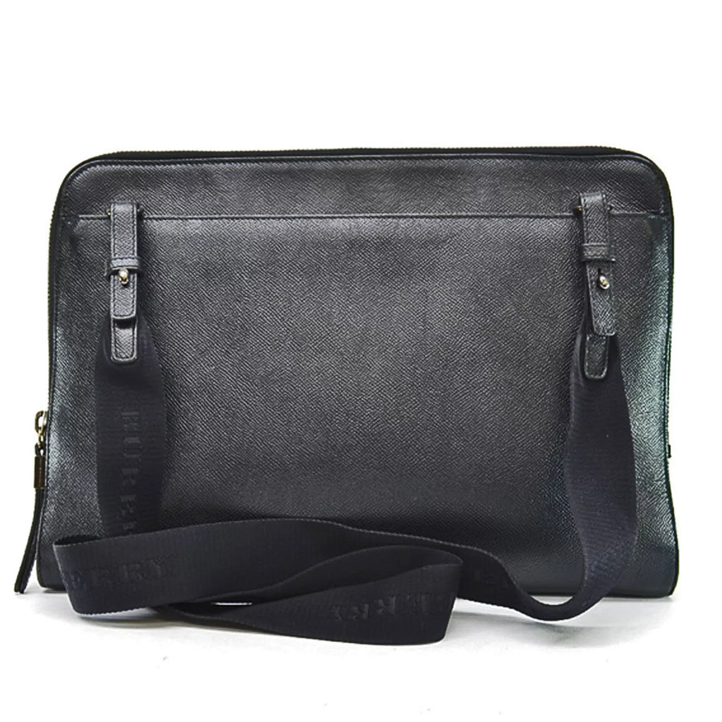 Pre-Owned Burberry  Bag Black Leather Nylon Canvas Shoulder Men (Good)