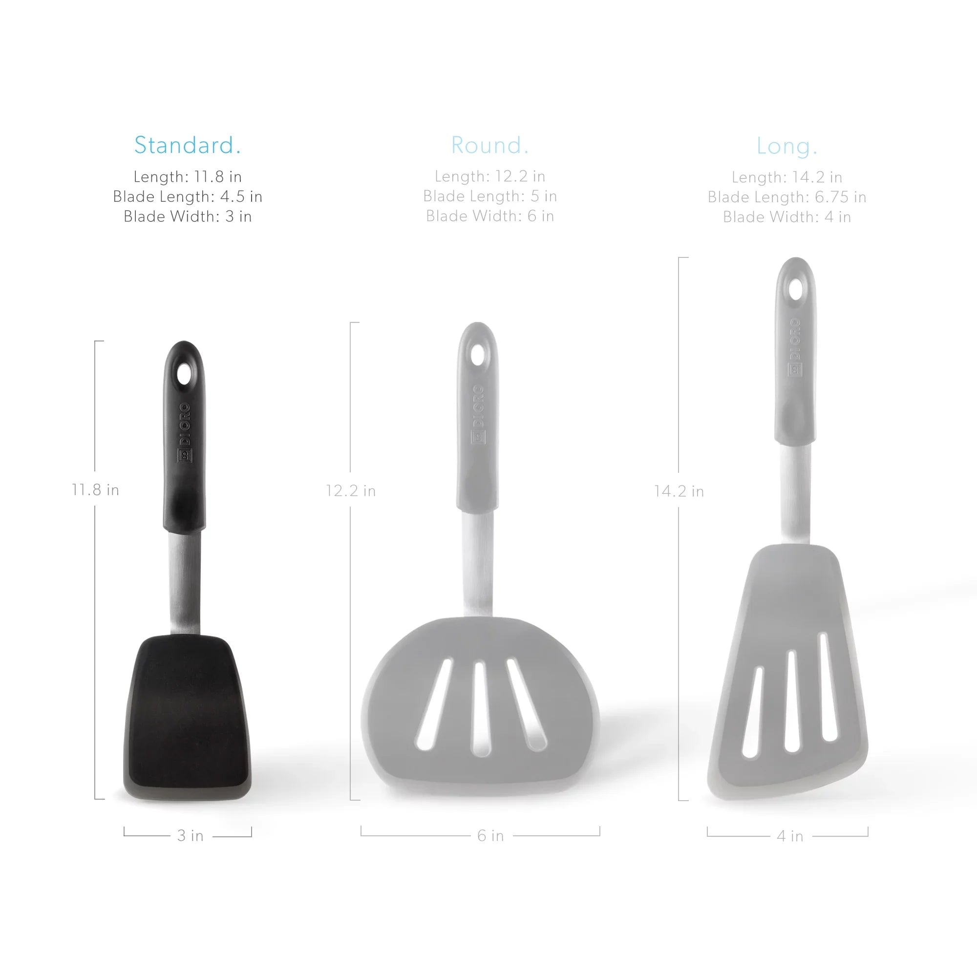 Di Oro Chef Series Standard Flexible Silicone Turner Spatula - 600F Heat Resistant Rubber Kitchen Spatula
