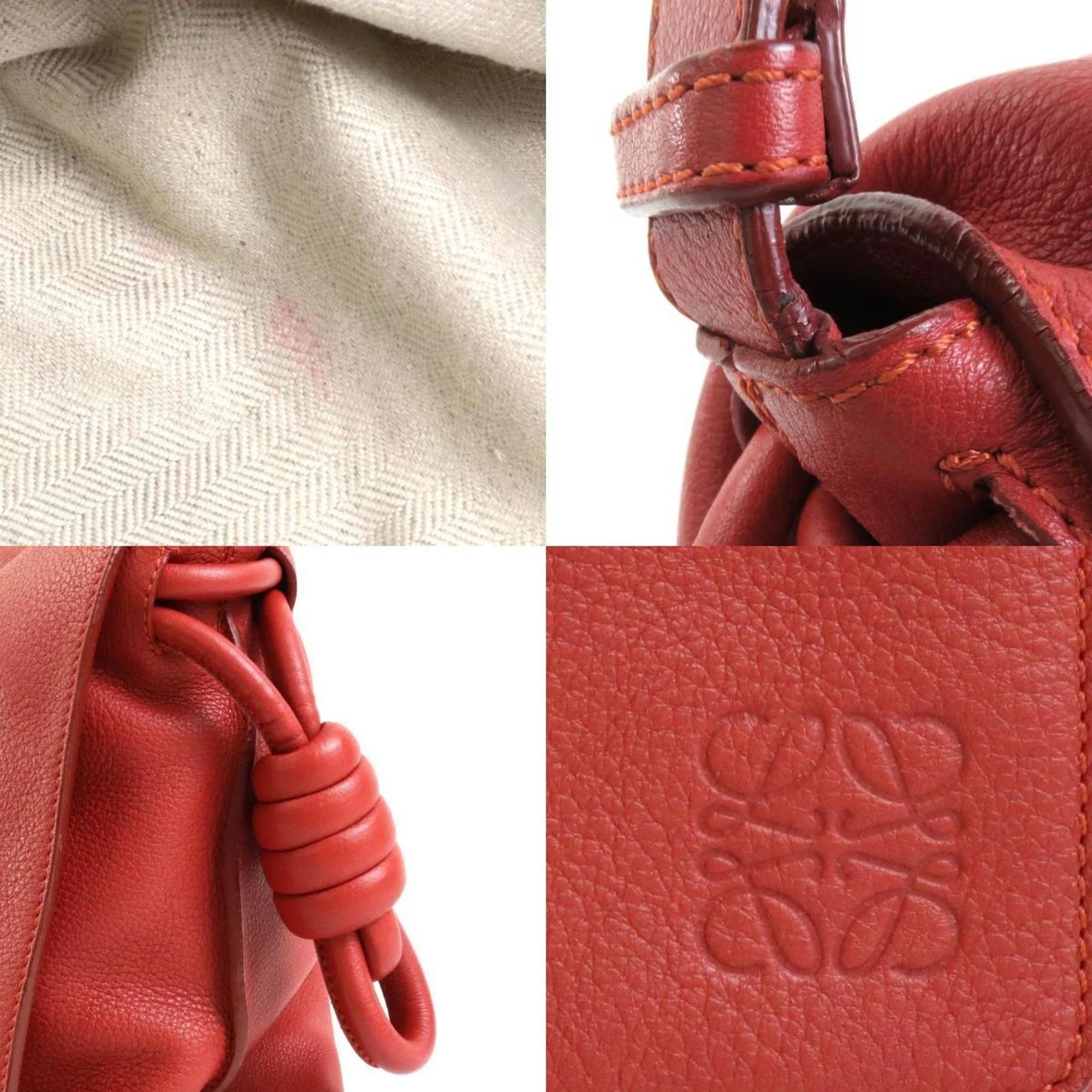 Pre-Owned  Shoulder Bag Leather Orange Red Women's (Good)